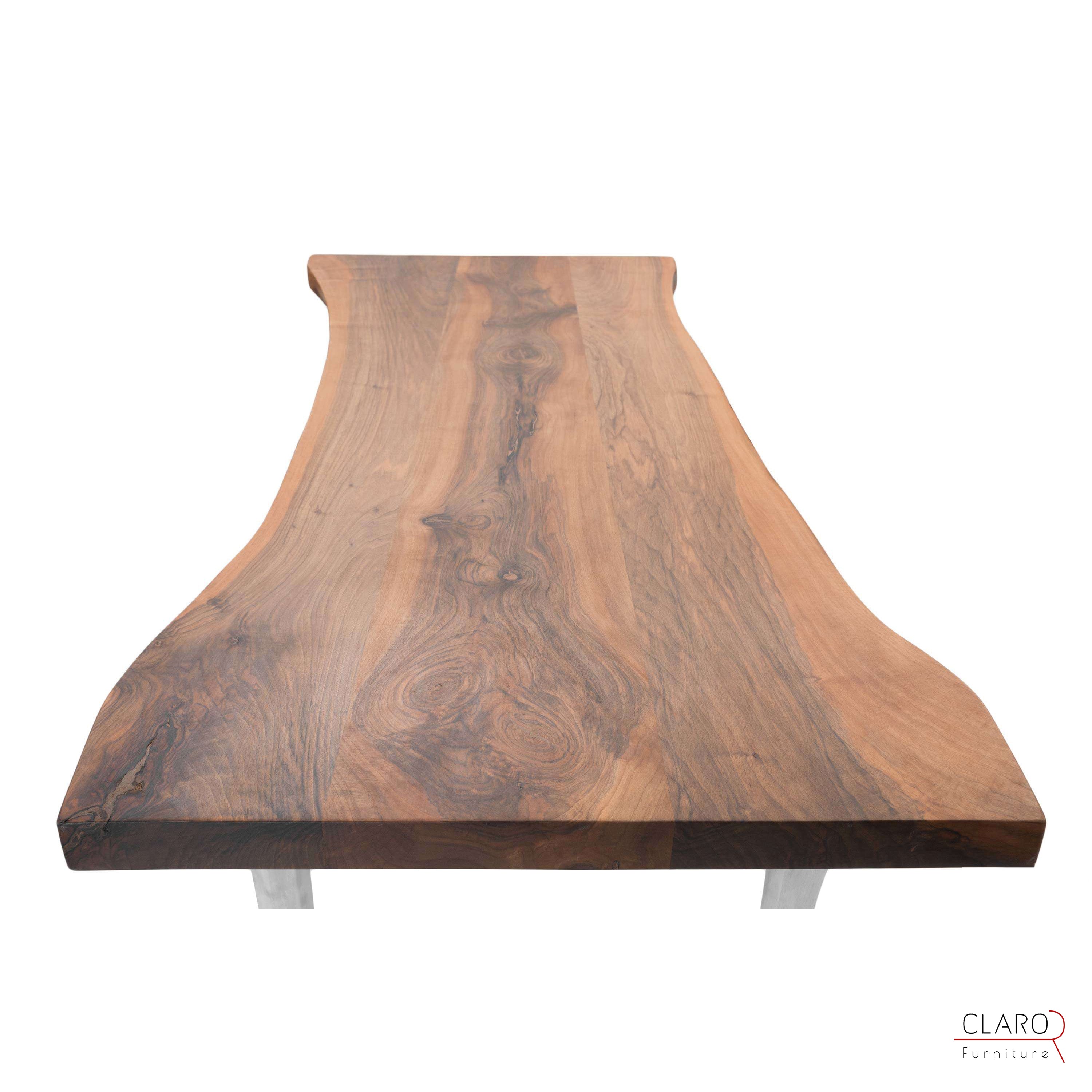 Walnut Table with Sand Cast Aluminium Legs