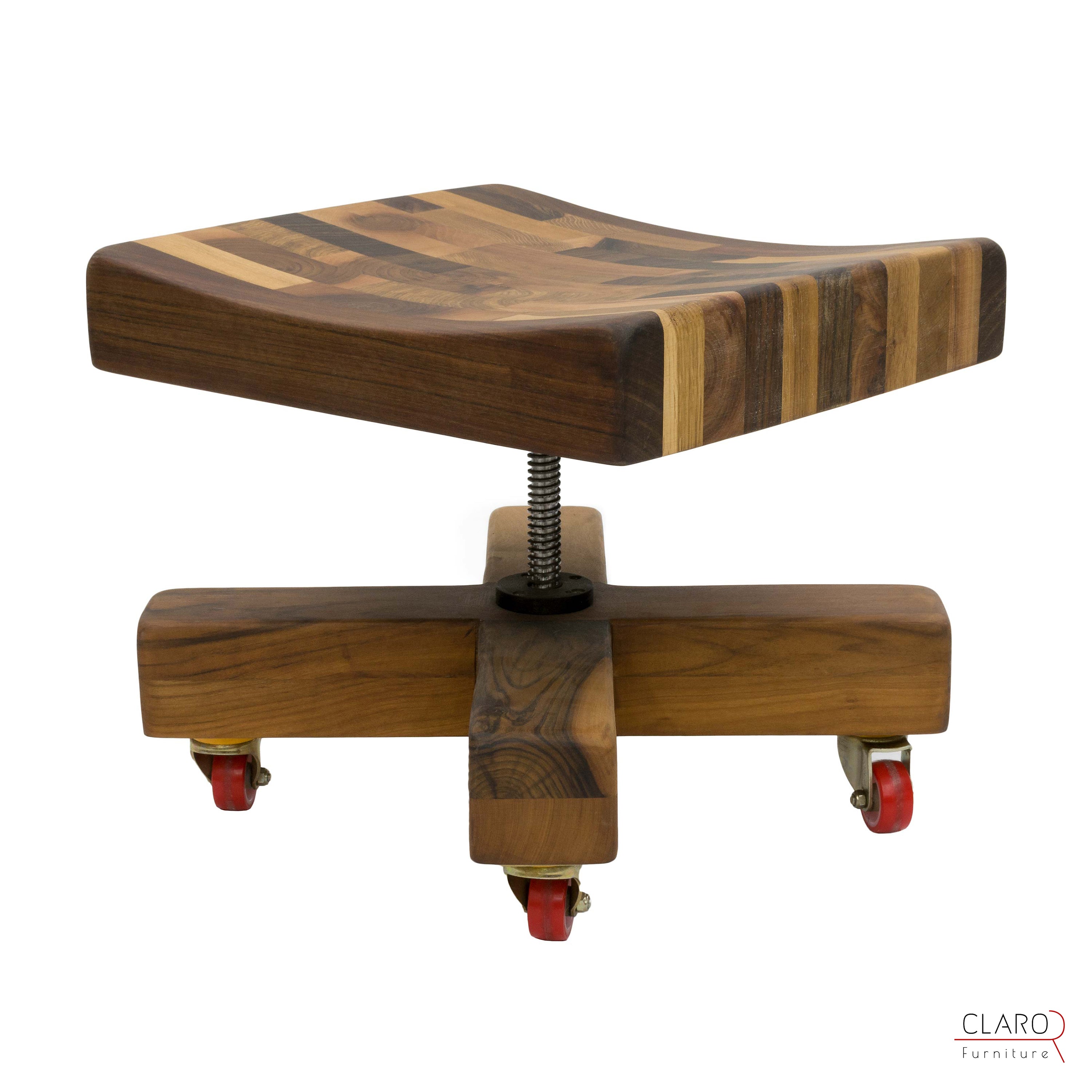 Swivel Wooden Stool Unique Handmade Claro Furniture